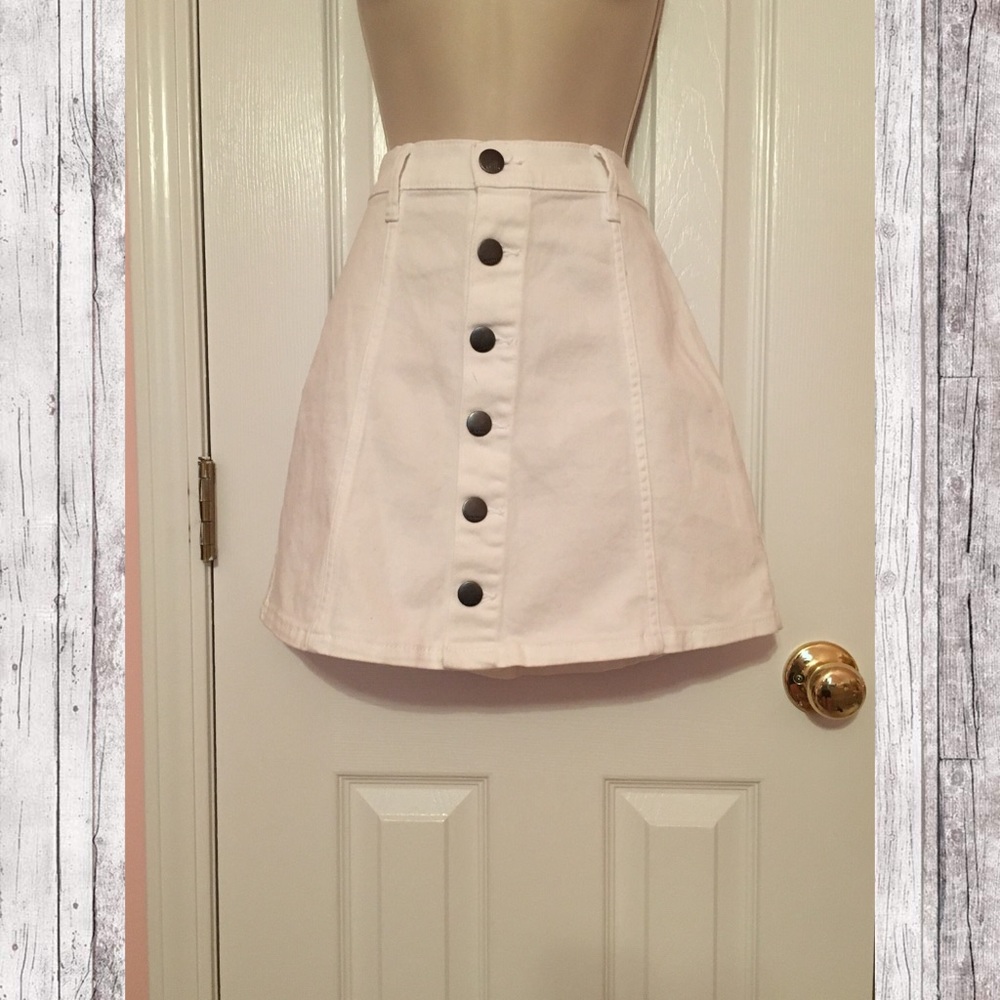 White Denim Button Down Skirt